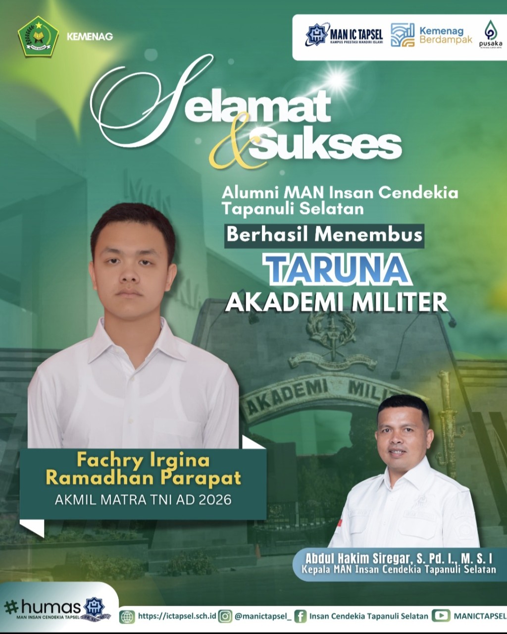 Fachry Parapat, Alumni MAN IC Tapsel Lolos Akademi Militer