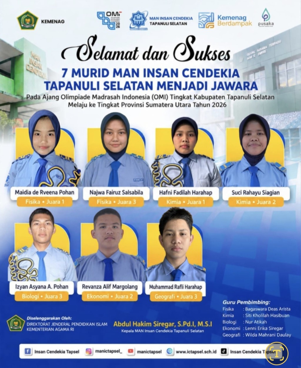 Dari 18 Delegasi, Tujuh Jawara MAN IC Tapsel Melaju ke OMI Tingkat Provinsi